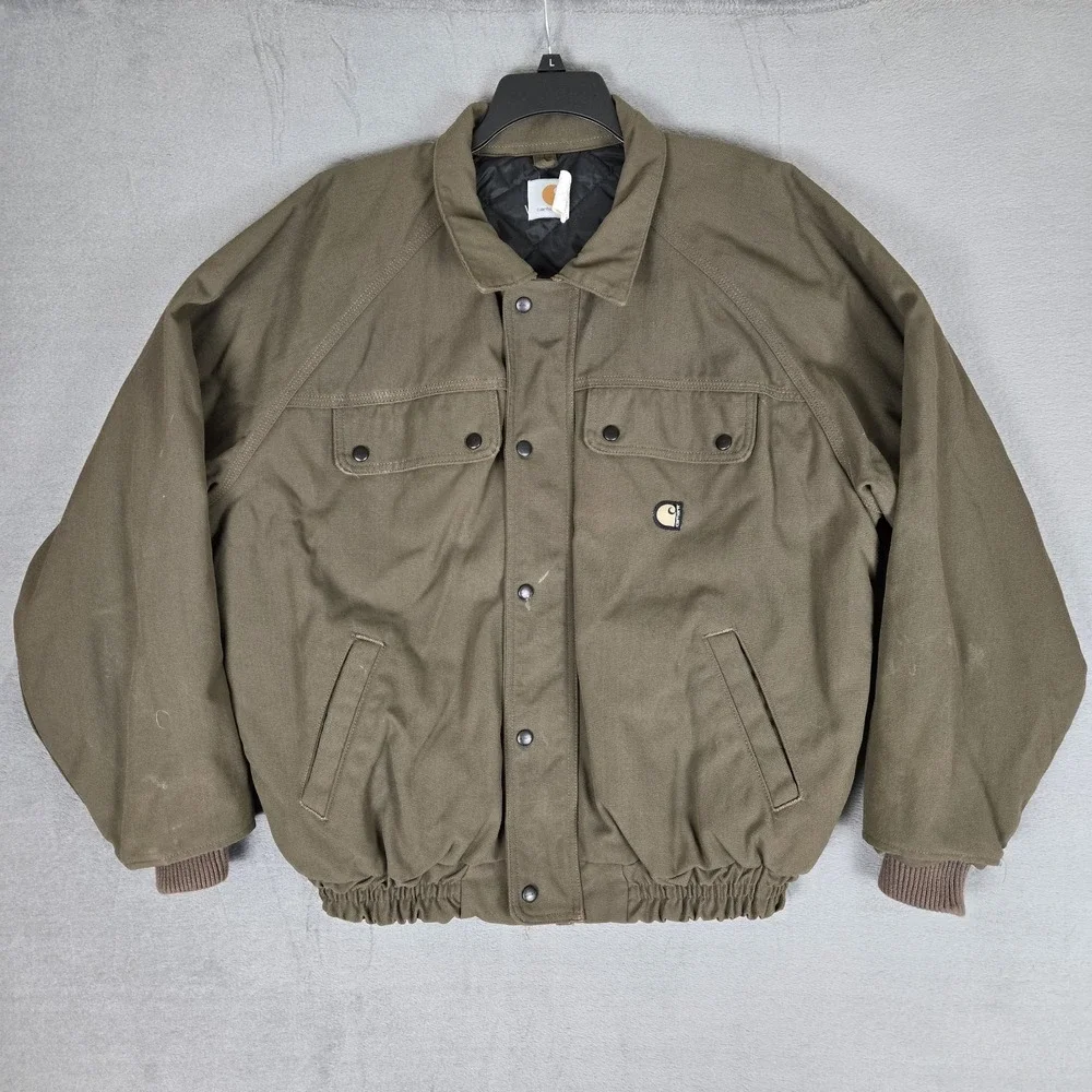 VTG Carhartt Jacket Men XL J70 TMB Brown Workwear Quilted Heavyweight Canvas USA